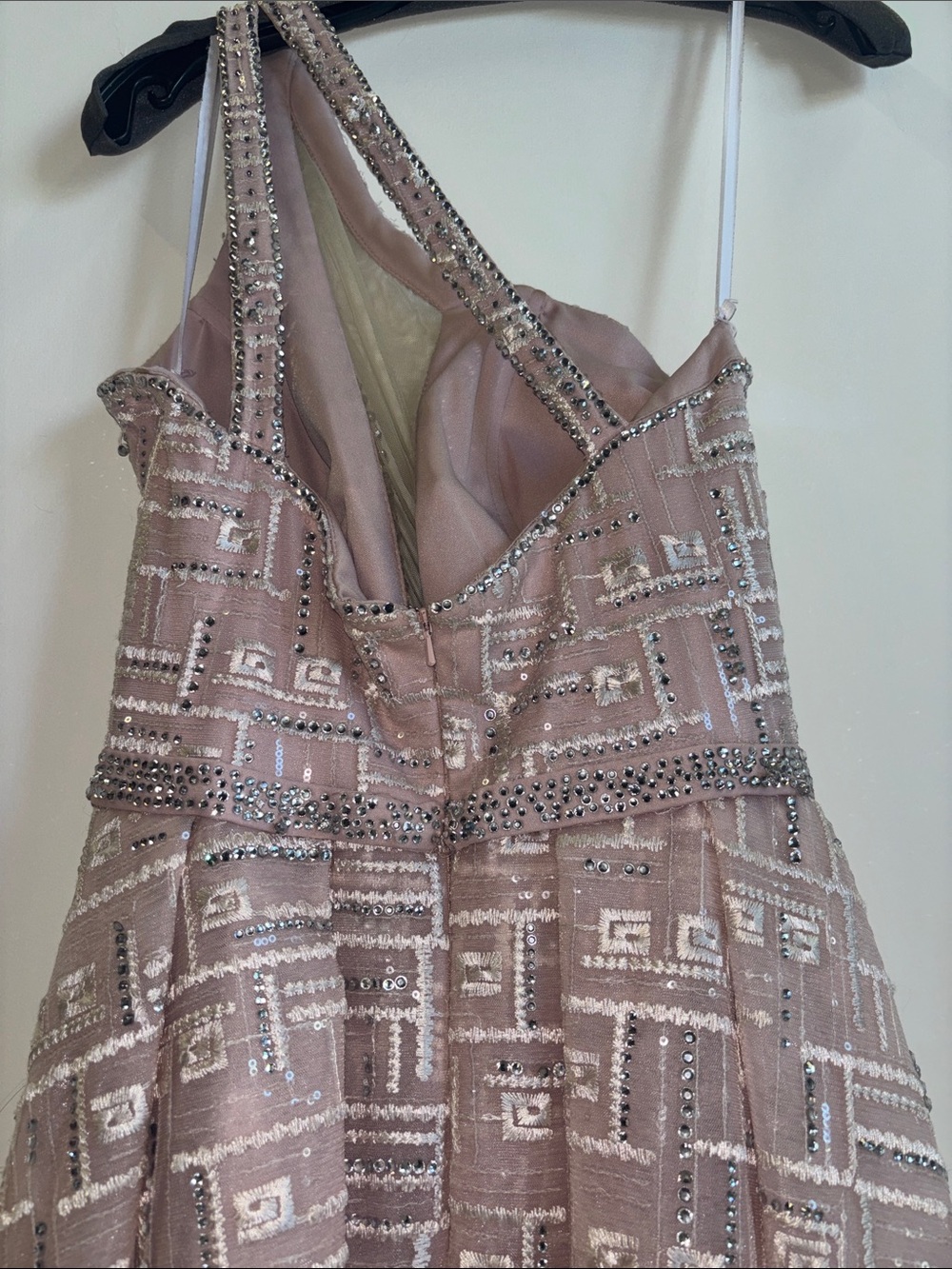 Catwalk Couture Blush Embellished One-Shoulder Evening Dress - Picture 5 of 5